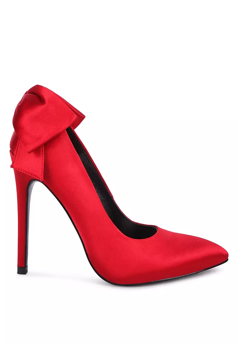 London Rag Red High Heeled Satin Pump Sandals