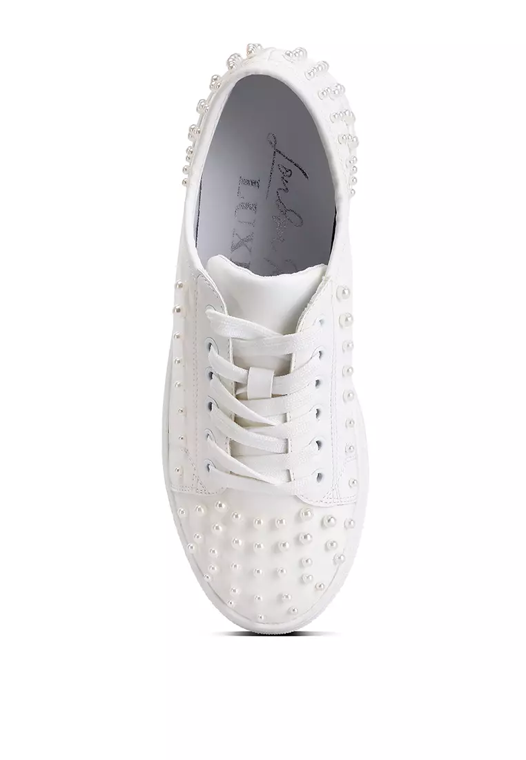 London Rag White Stud Embellished Sneakers