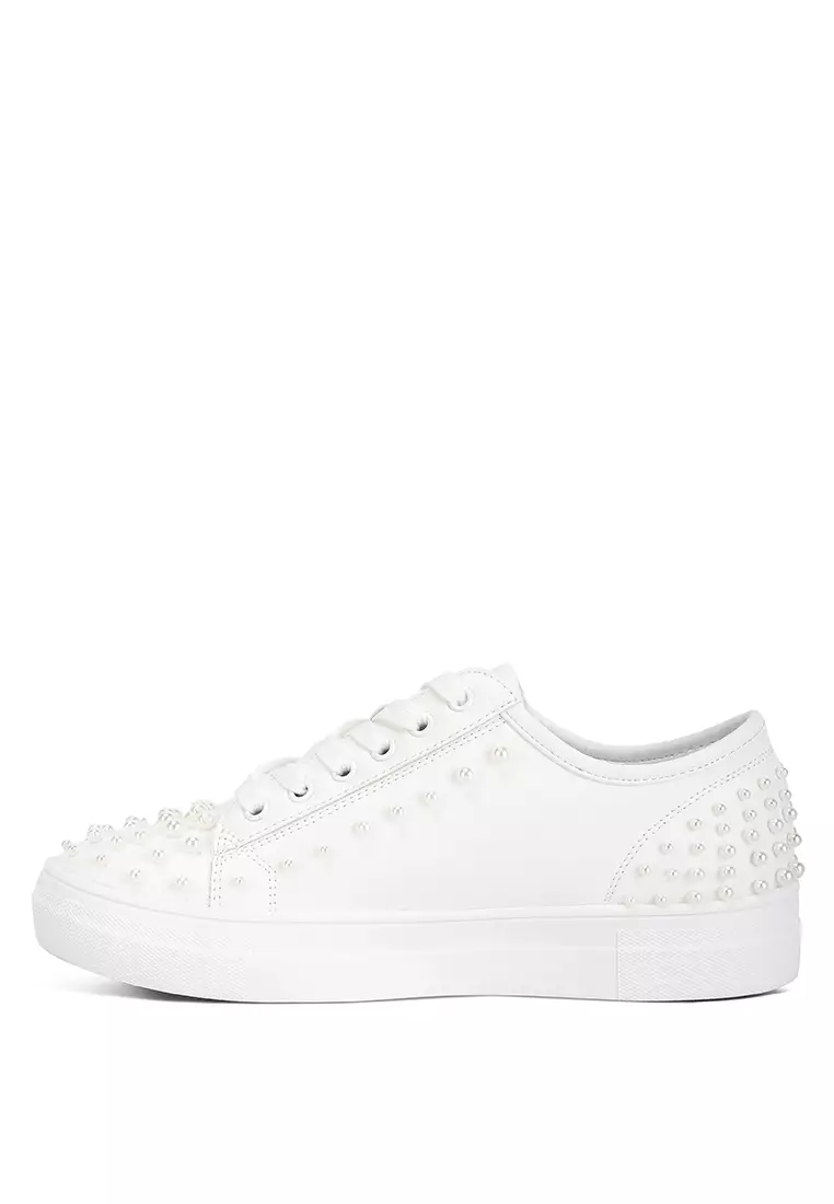 London Rag White Stud Embellished Sneakers