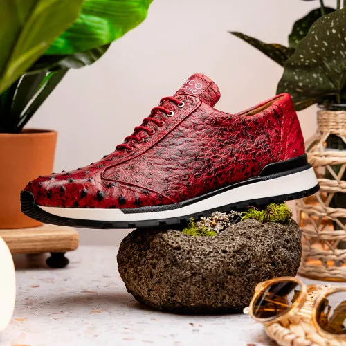 Marco Di Milano Scanno Antique Red Ostrich Fashion Sneakers