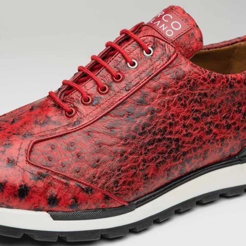 Marco Di Milano Scanno Antique Red Ostrich Fashion Sneakers