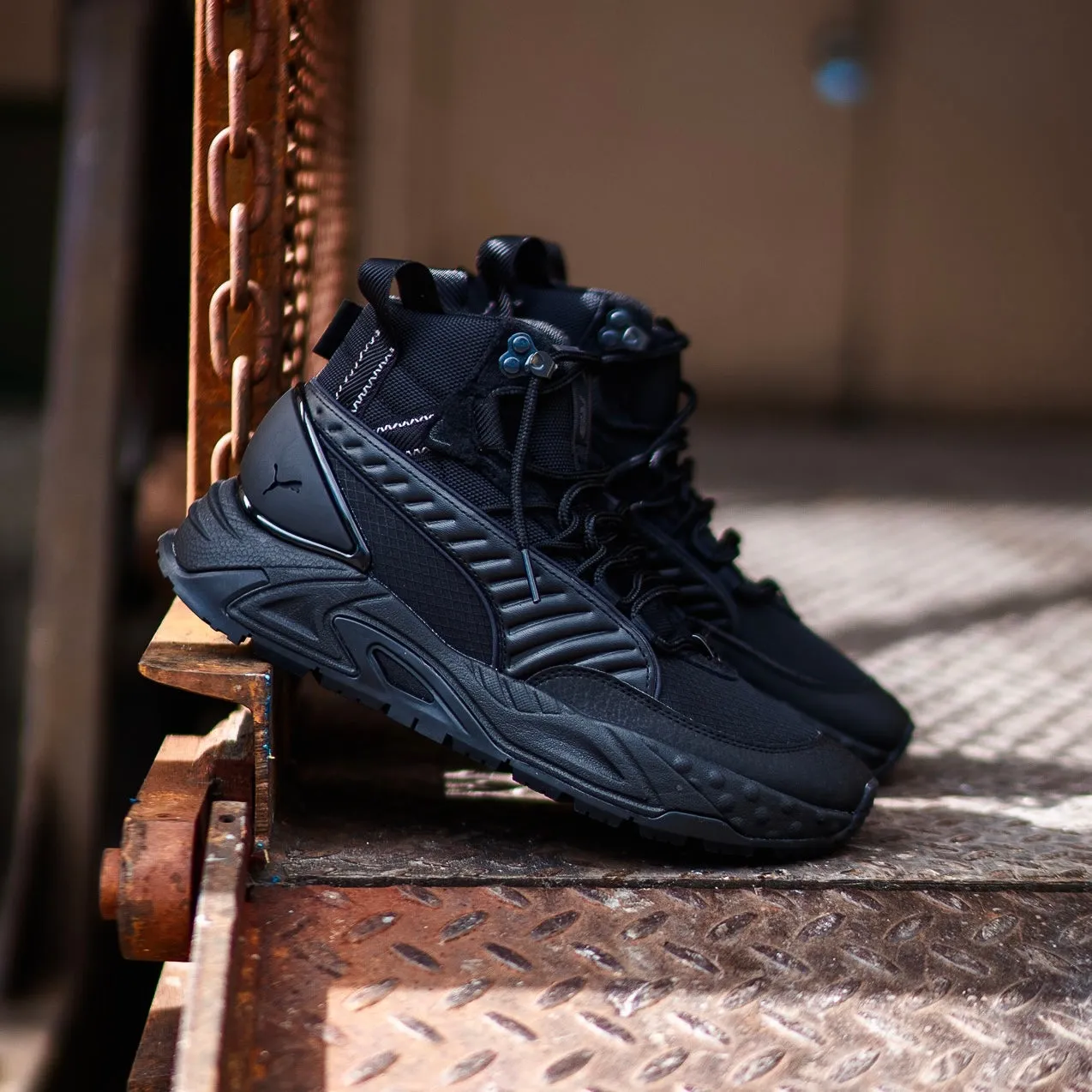 Mens Puma RS-Trck Mid Lifestyle (Triple Black)