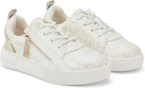 Michael Kors Kids monogram-print zip-up sneakers White