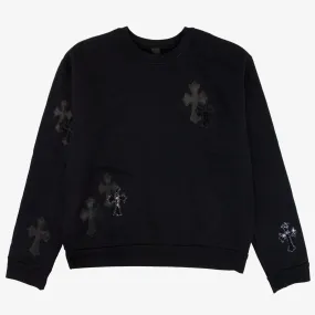 MIXED CROSS PATCH BLACK PULLOVER SWEATSHIRT