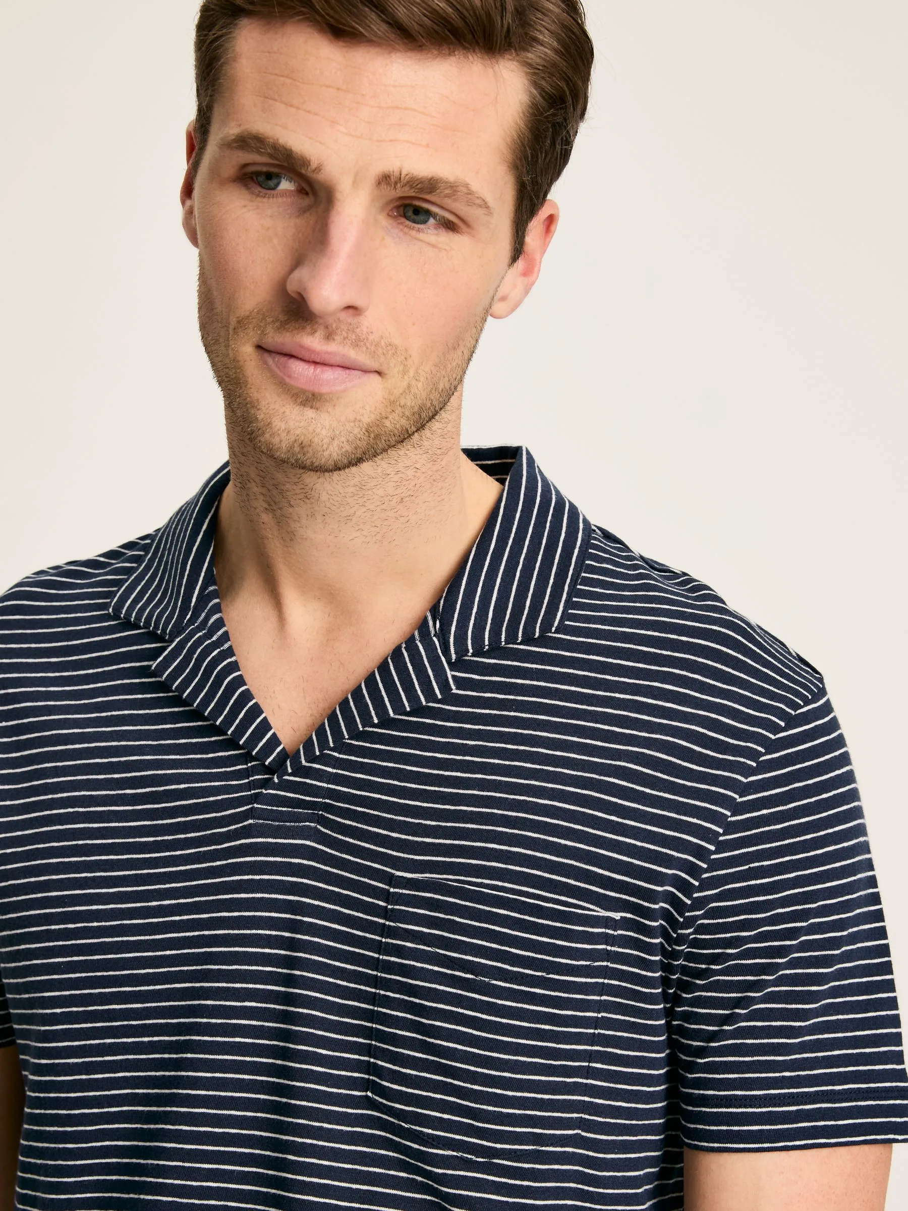 Navy Blue Striped Polo Shirt