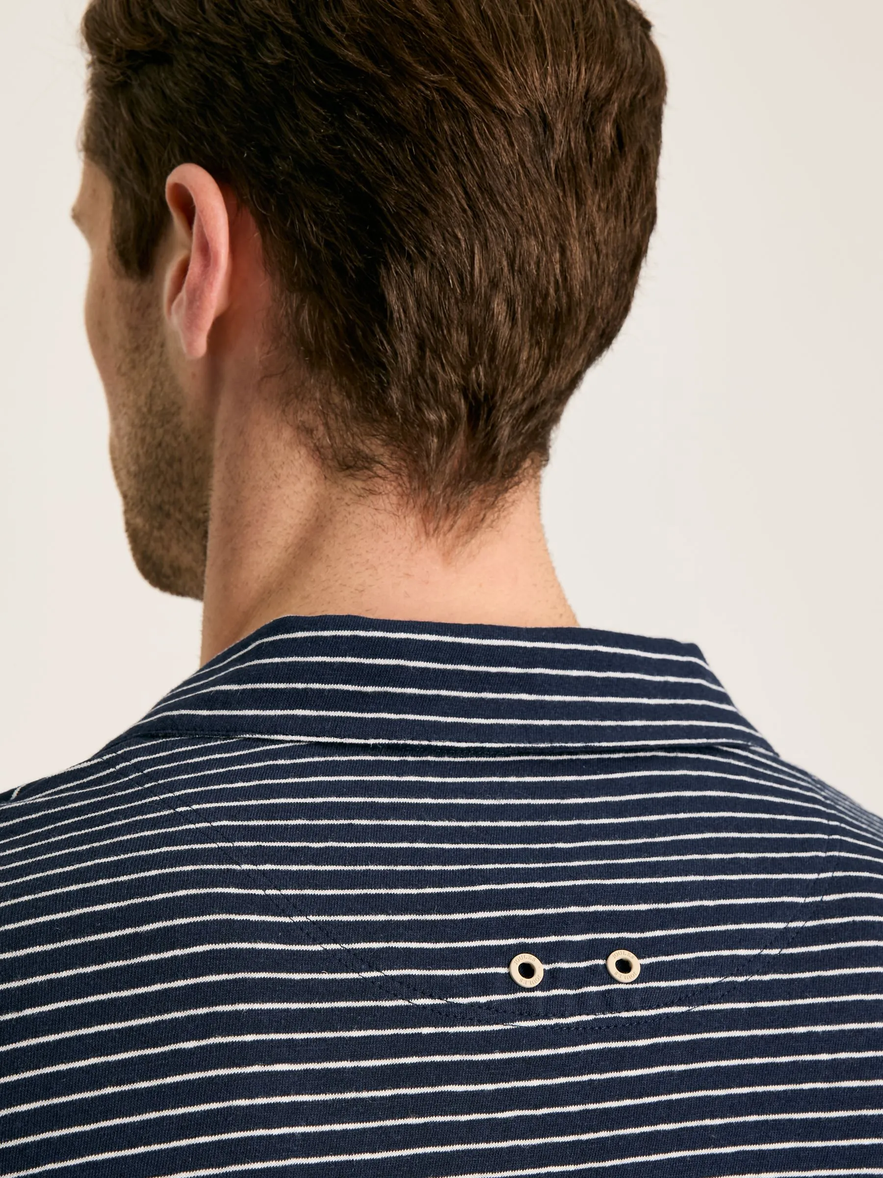 Navy Blue Striped Polo Shirt