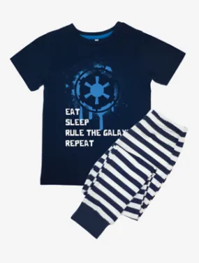 NW2 Star Wars Eat Sleep Repeat Navy Stripes Pyjamas | Kids | George at ASDA