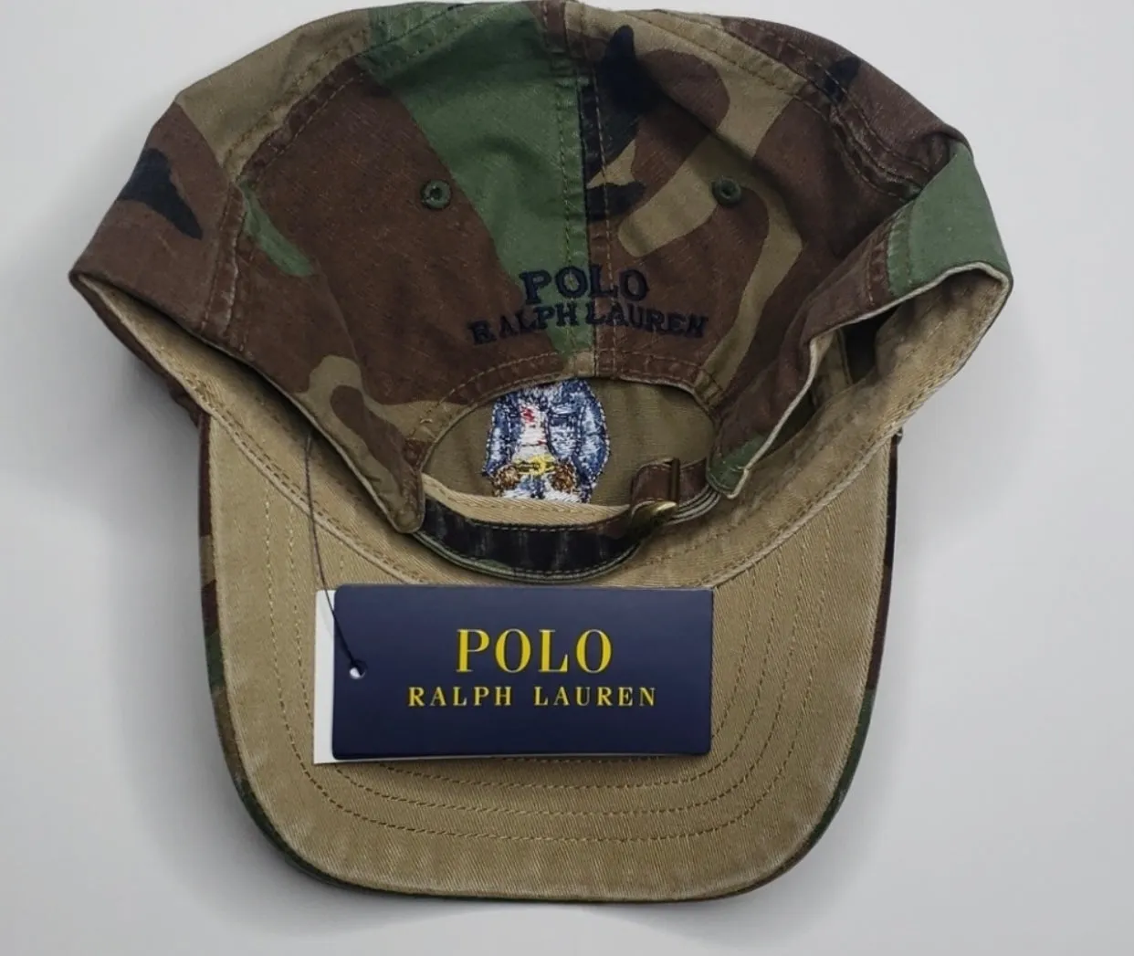 Nwt  Polo Ralph Lauren Camo Jean Jacket  Teddy Bear Adjustable Strap Back Hat