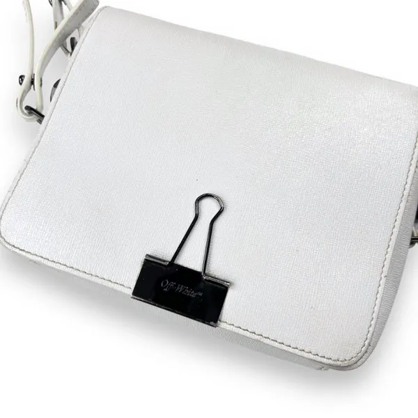 Off-White Binder White Leather Cross Body Bag 