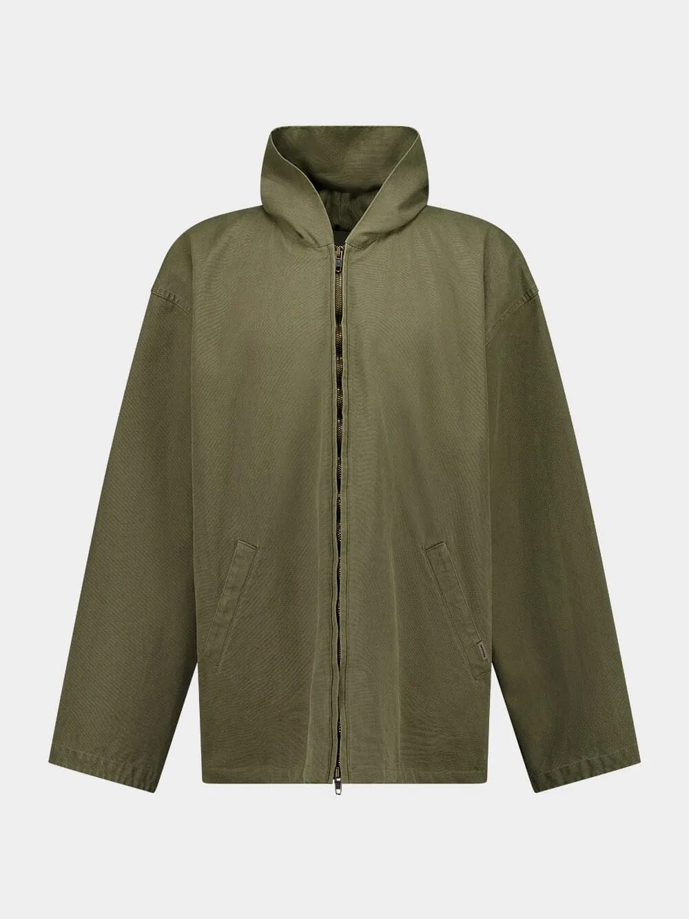 Olive Green Hooded Zip-Up Jacket