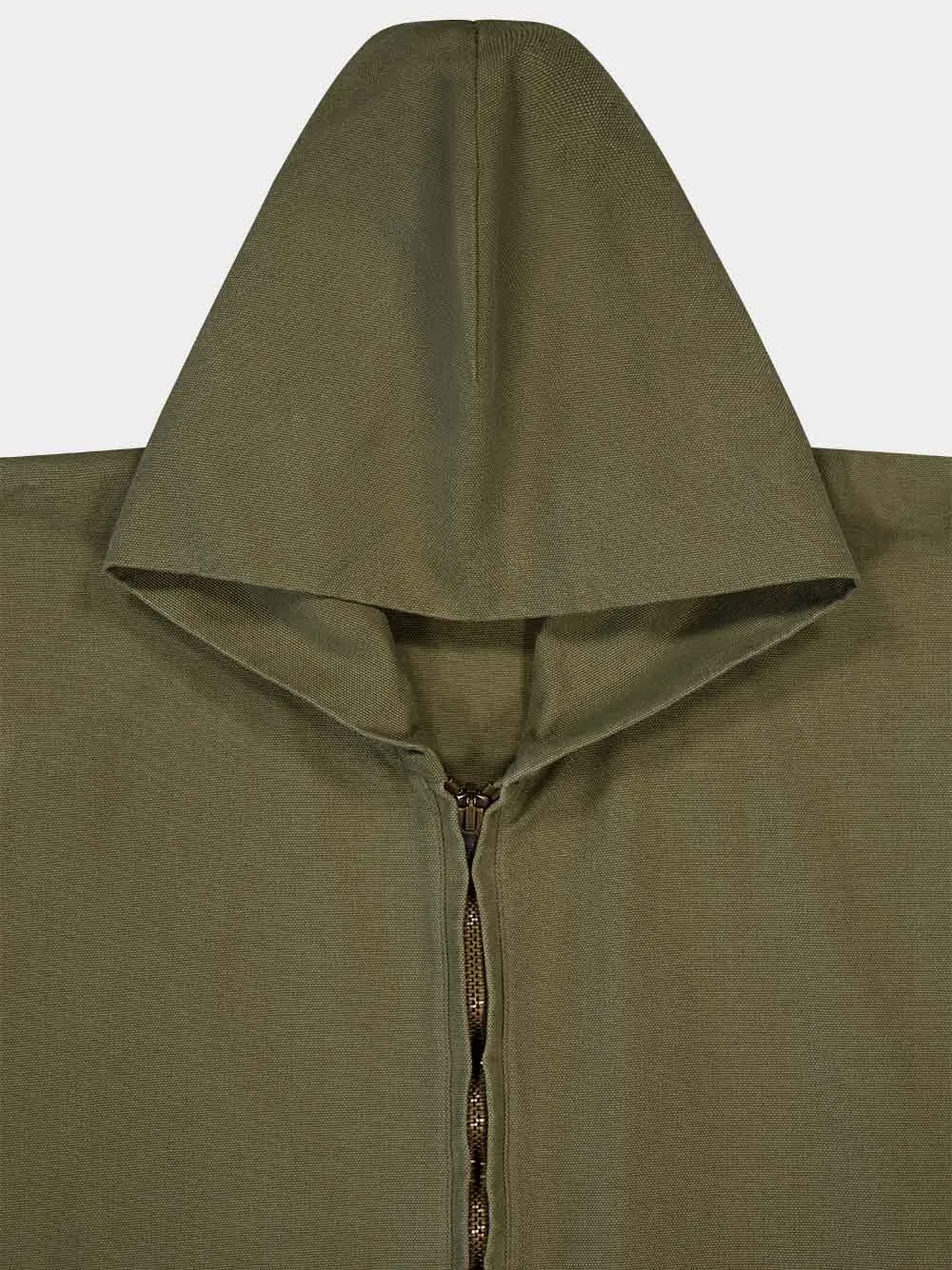 Olive Green Hooded Zip-Up Jacket