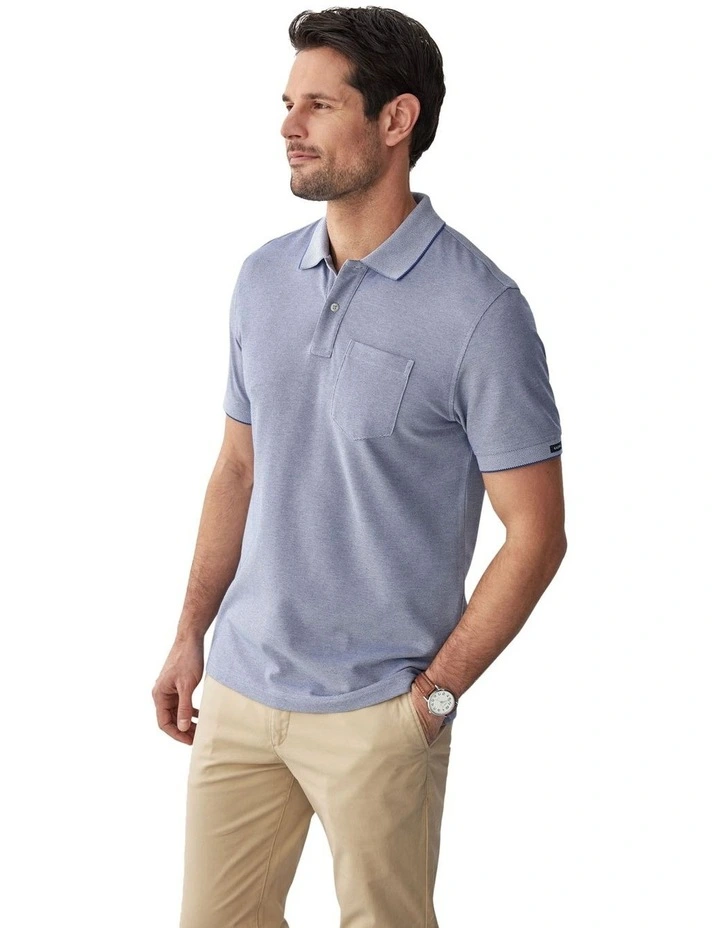 Oxford Performance Pocket Polo in Navy