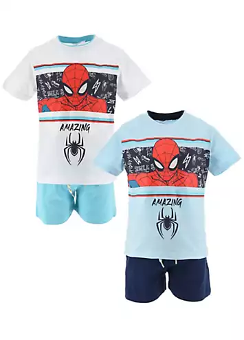 Pack of 2 Amazing Spider Man Kids T-Shirt & Shorts Set by Suncity | Grattan