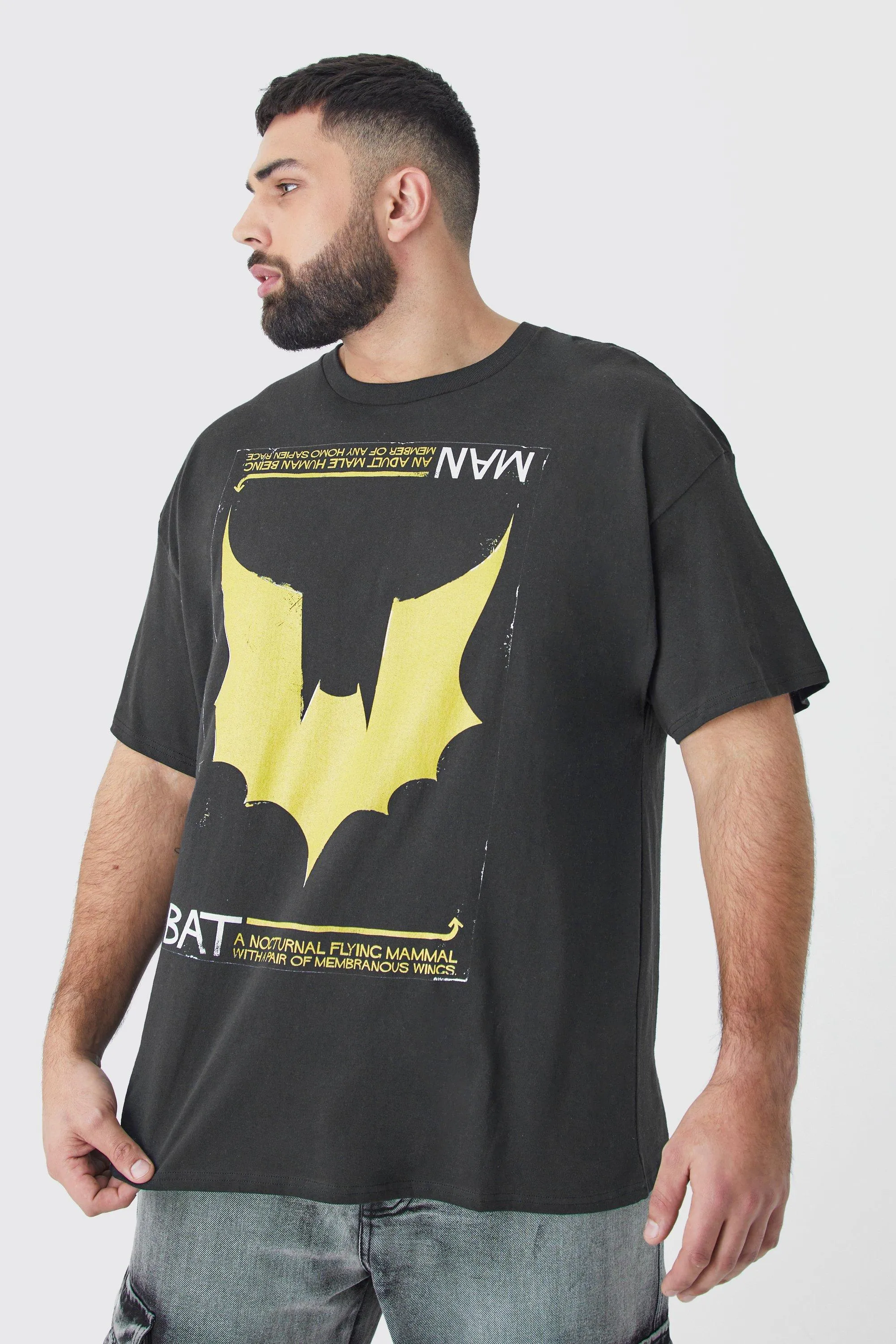 Plus Size Batman Chest Print License T-shirt