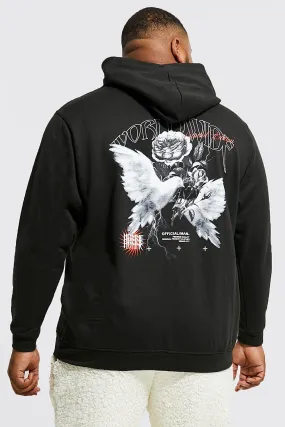 Plus Worldwide Dove & Rose Back Print Hoodie