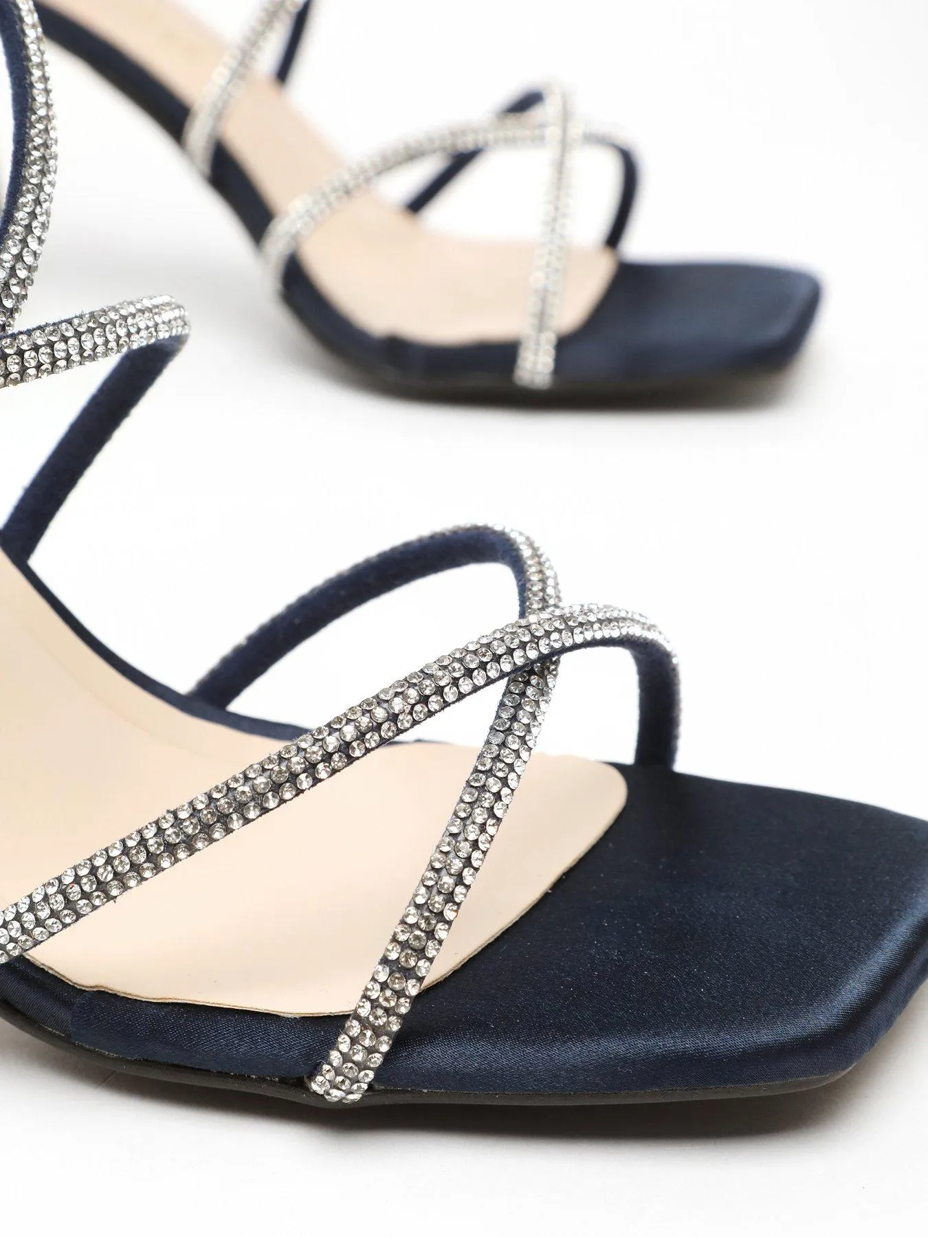 Quiz Navy Diamante Cross Strap High Heeled Sandals