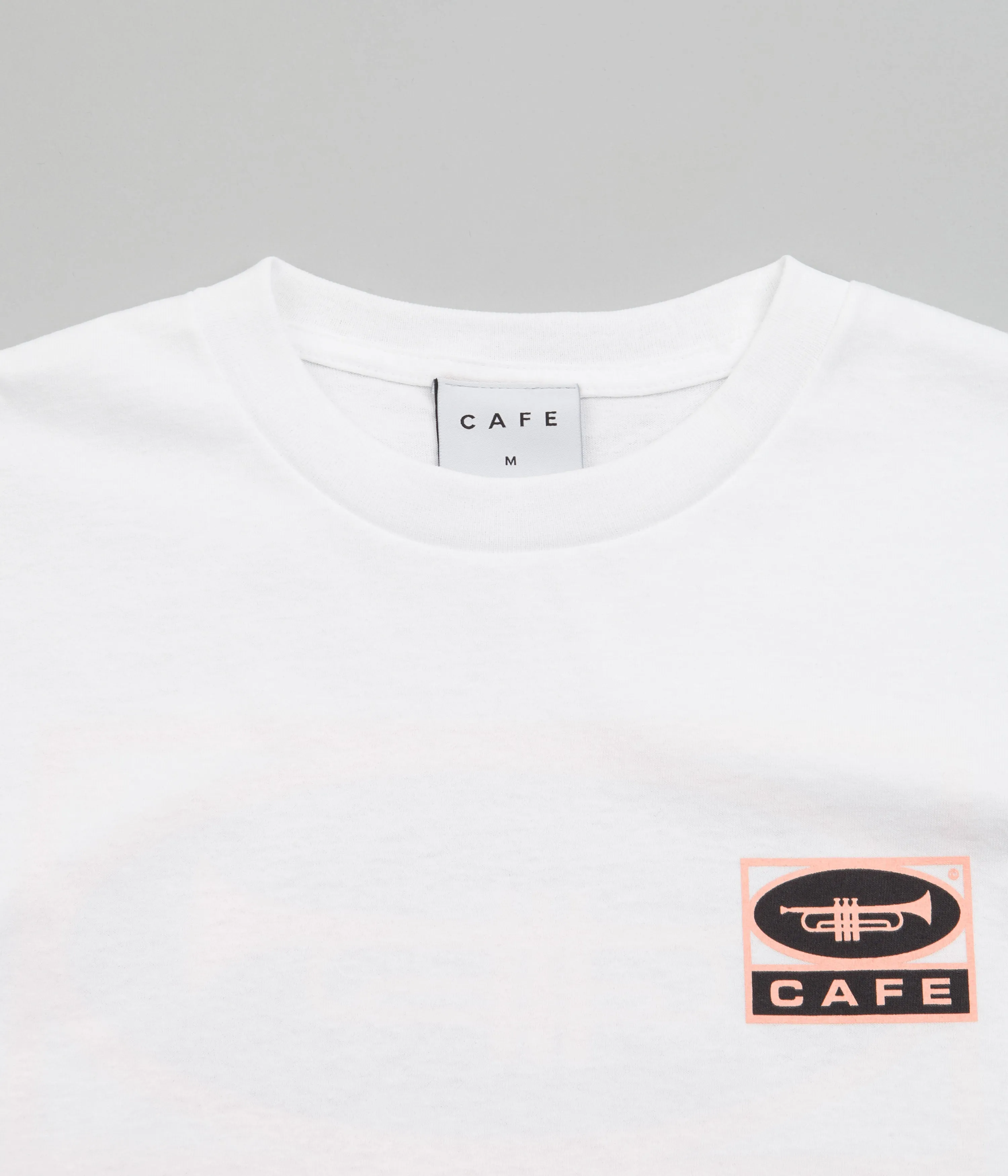 Skateboard Cafe Trumpet Logo T-Shirt - White / Pink / Black