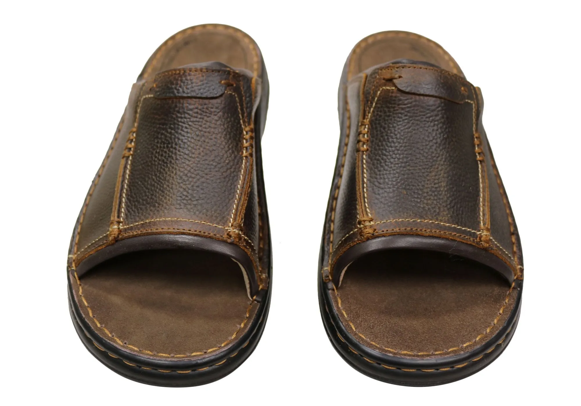 Slatters Tonga Mens Comfortable Leather Slides Sandals