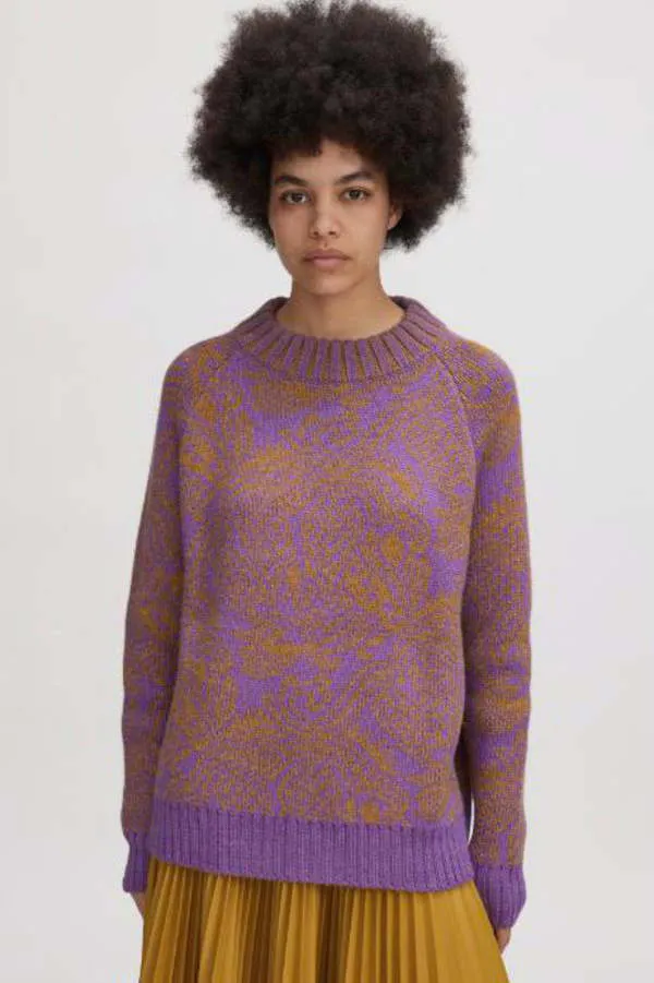 Strada Alpaca pullover - Purple Butterfly Jacquard 