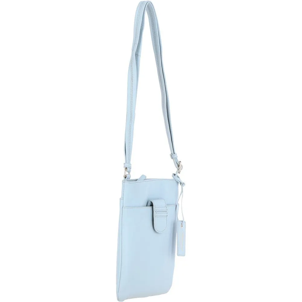 Tab Small Zip Top Leather Cross Body Bag Ice