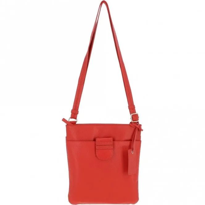 Tab Small Zip Top Leather Cross Body Bag Papaya