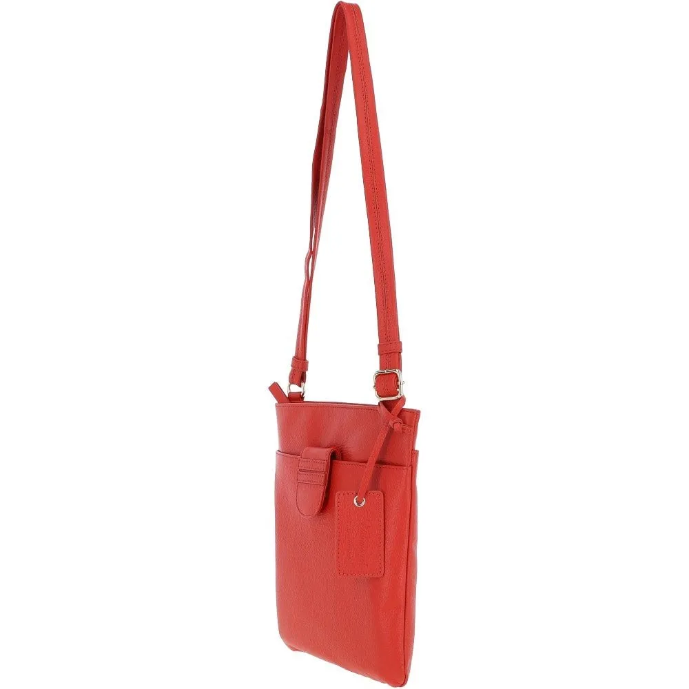 Tab Small Zip Top Leather Cross Body Bag Papaya