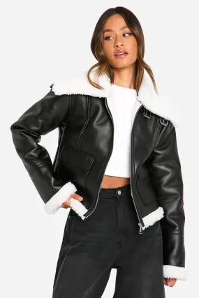 Tall Faux Fur Lined Leather Jacket