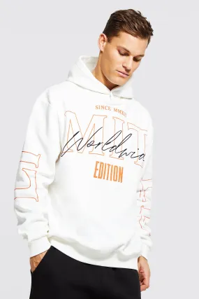 Tall Oversized Limited Sleeve Print Hoodie | boohooMAN UK