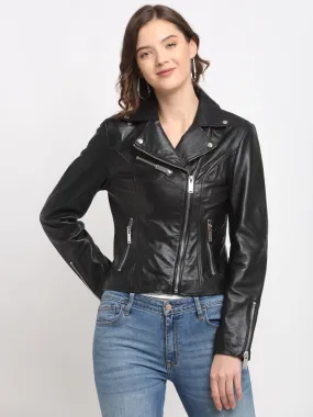 Teakwood Genuine Leathers Women`s Black Jacket