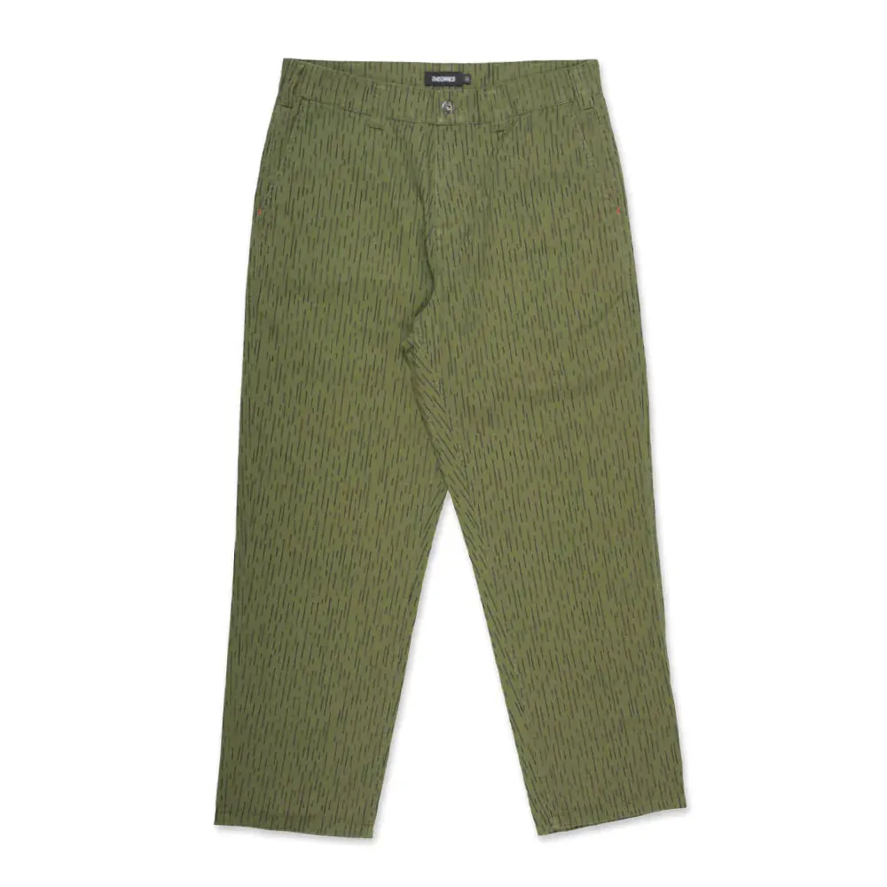 THEORIES SKATEBOARDS STAMP WORK PANTS RAIN CAMO OLIVE GREEN