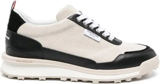 Thom Browne Alumni panelled lace-up sneakers Neutrals