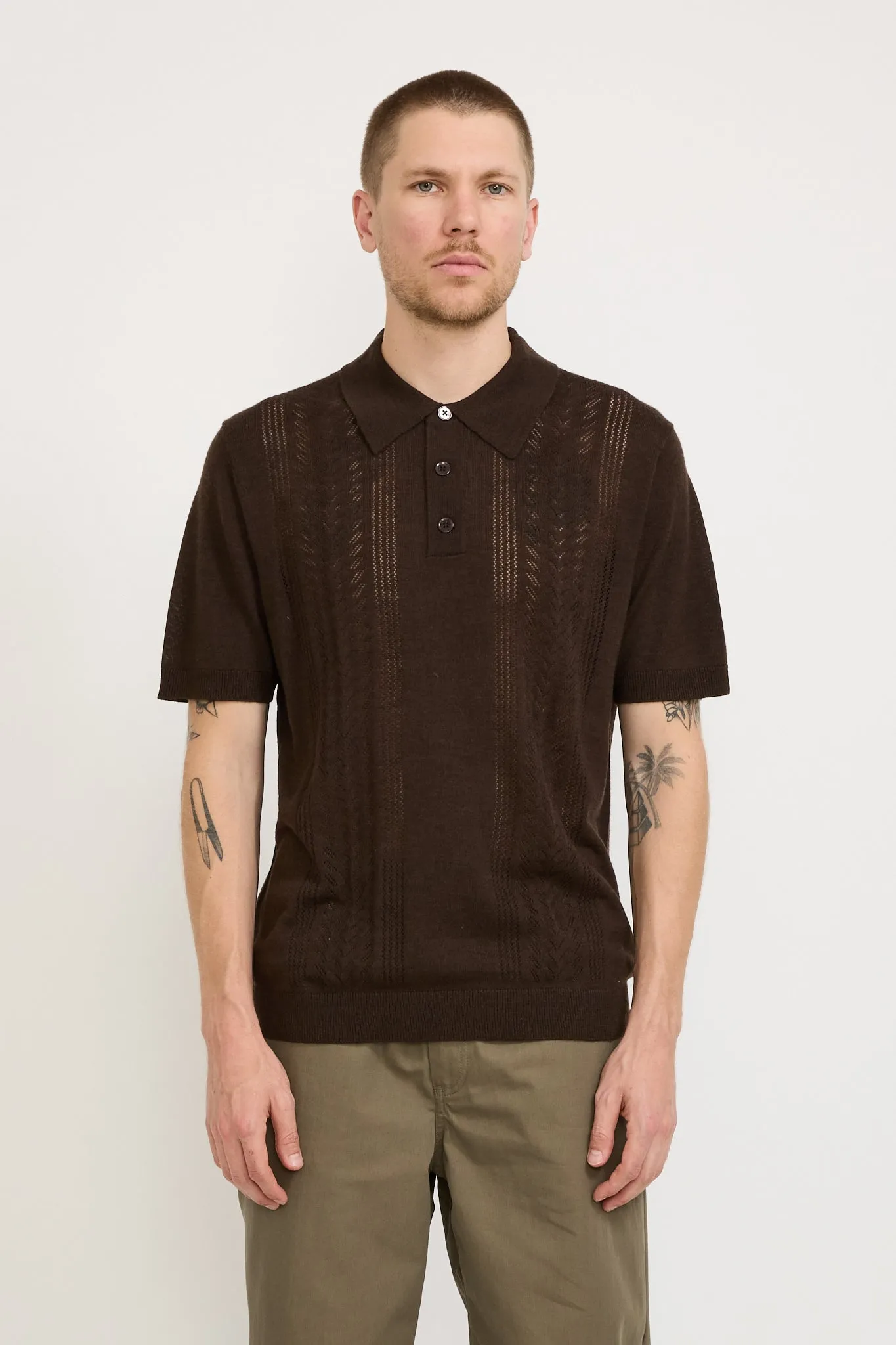 Thor Knitted Polo Slate Brown