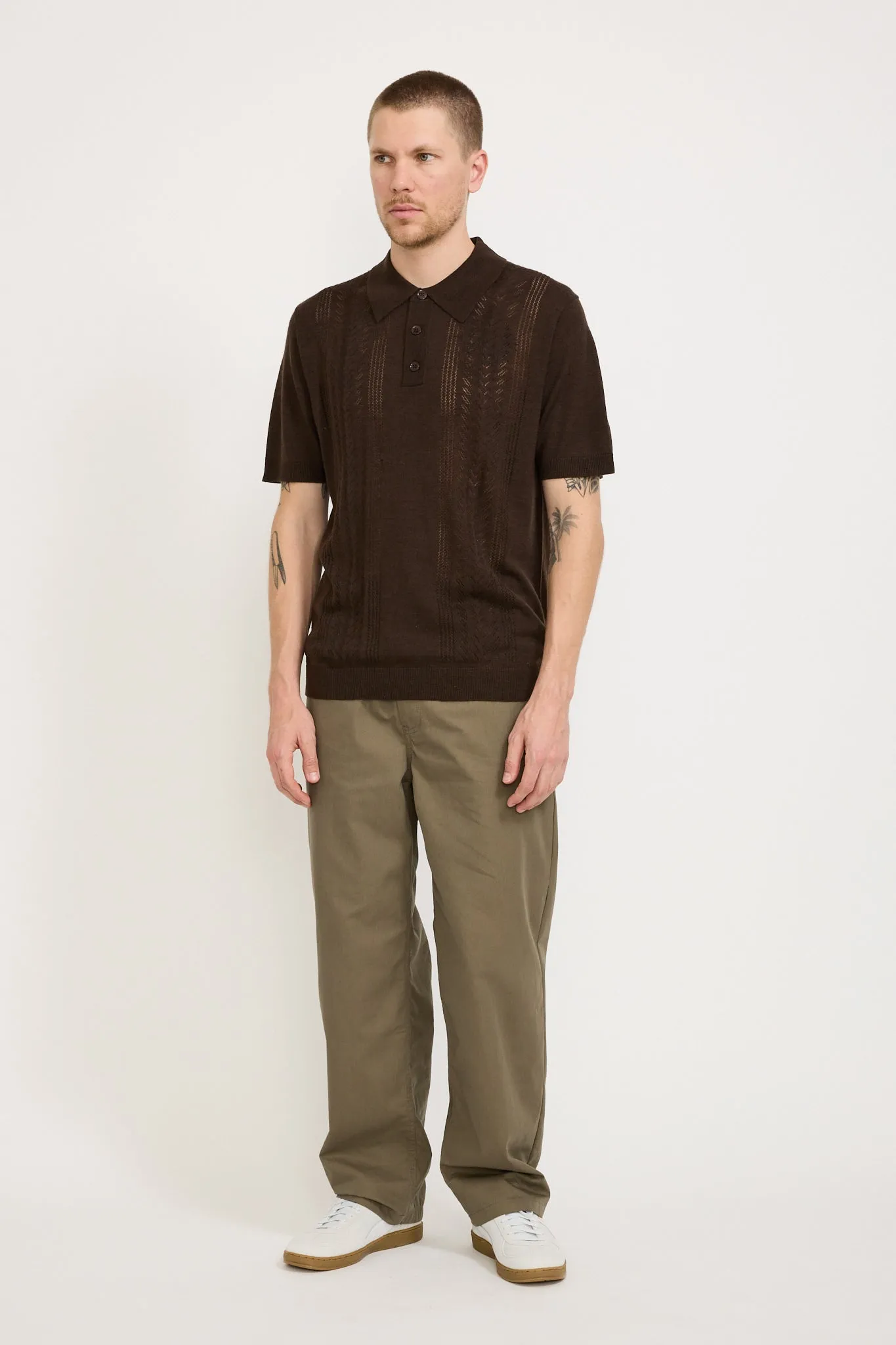 Thor Knitted Polo Slate Brown