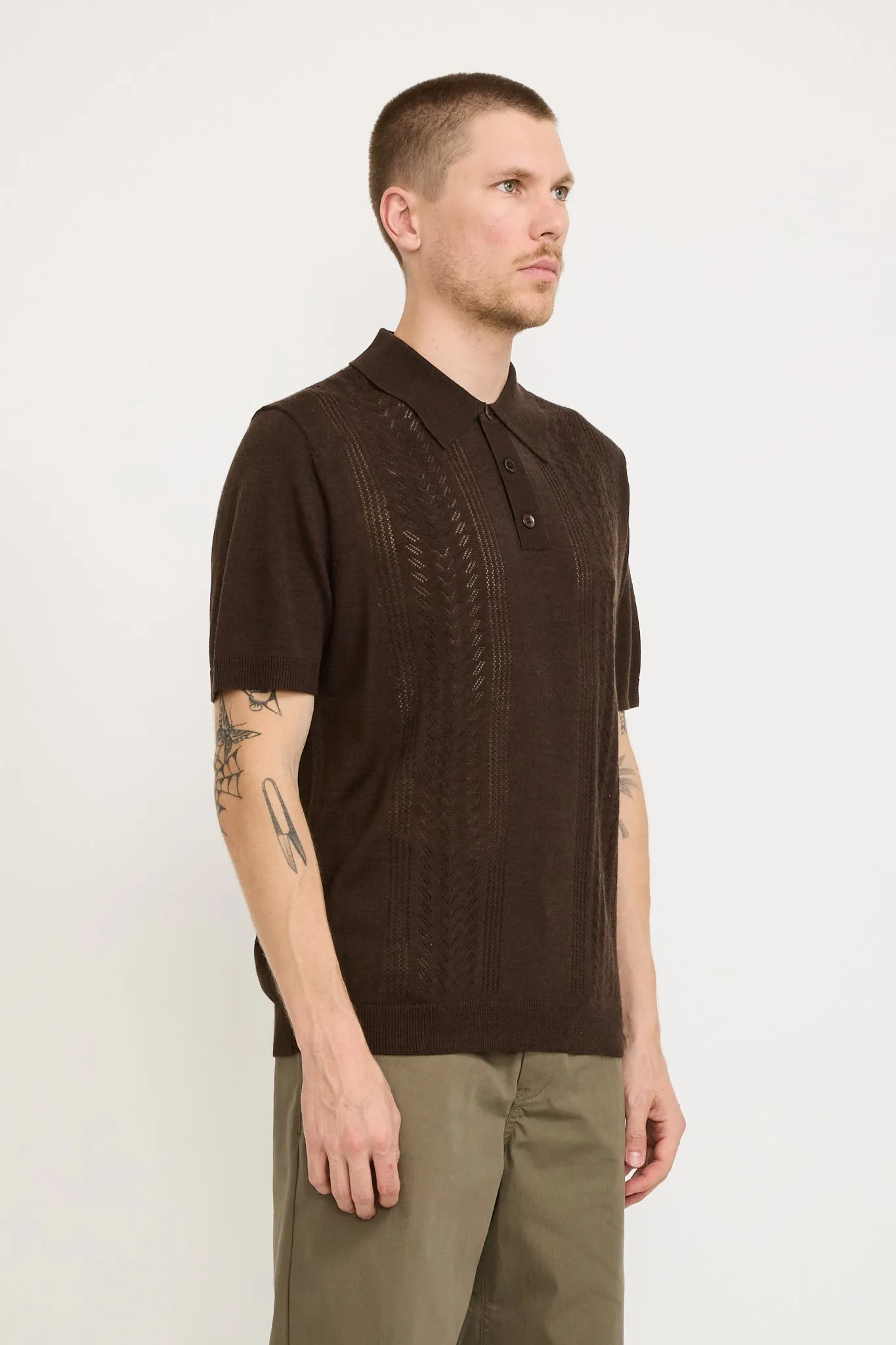 Thor Knitted Polo Slate Brown