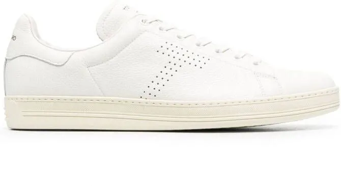 TOM FORD punch-hole detail lace-up sneakers White