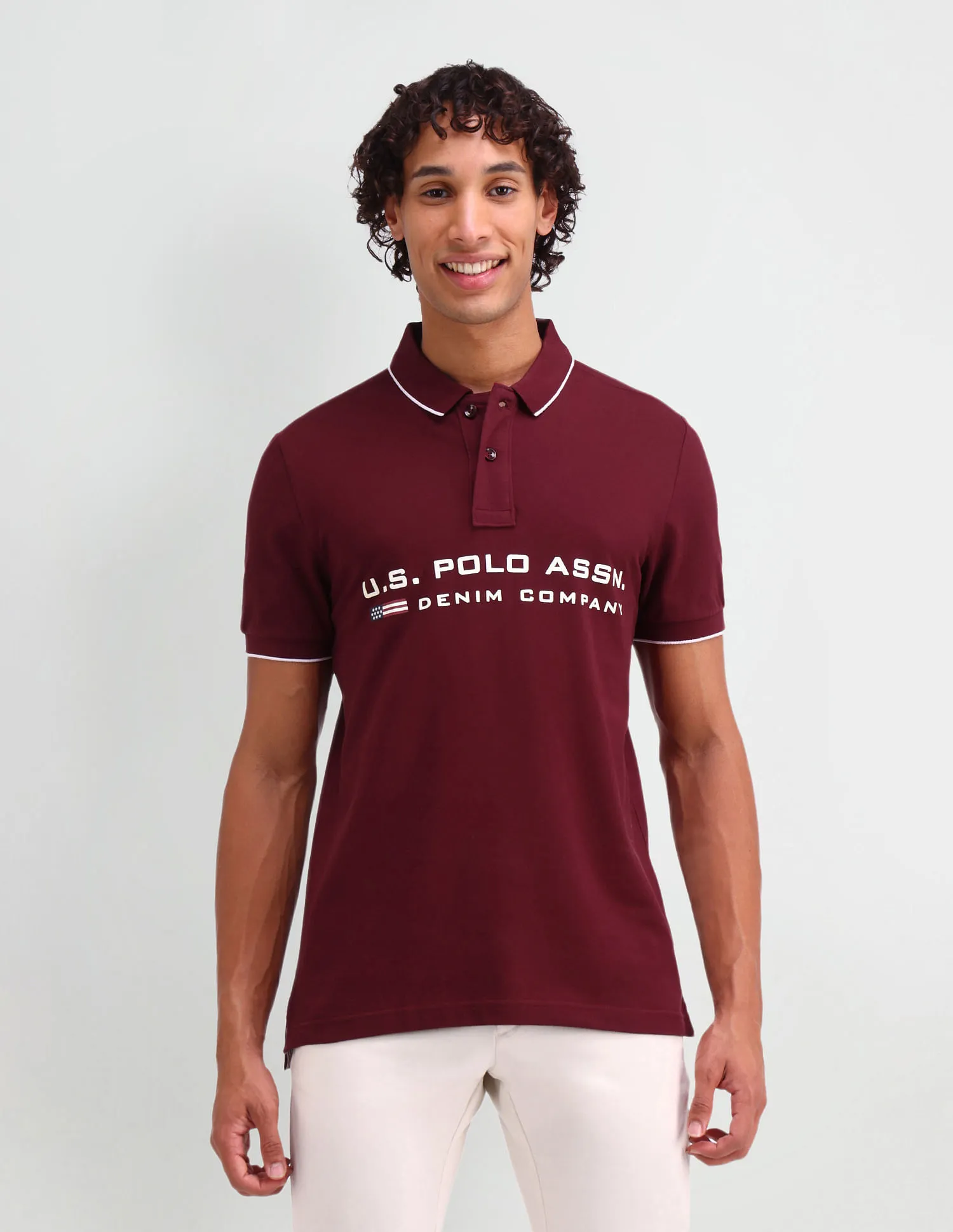 U.S. Polo Assn. Denim Co. Brand Printed Muscle Fit Polo Shirt