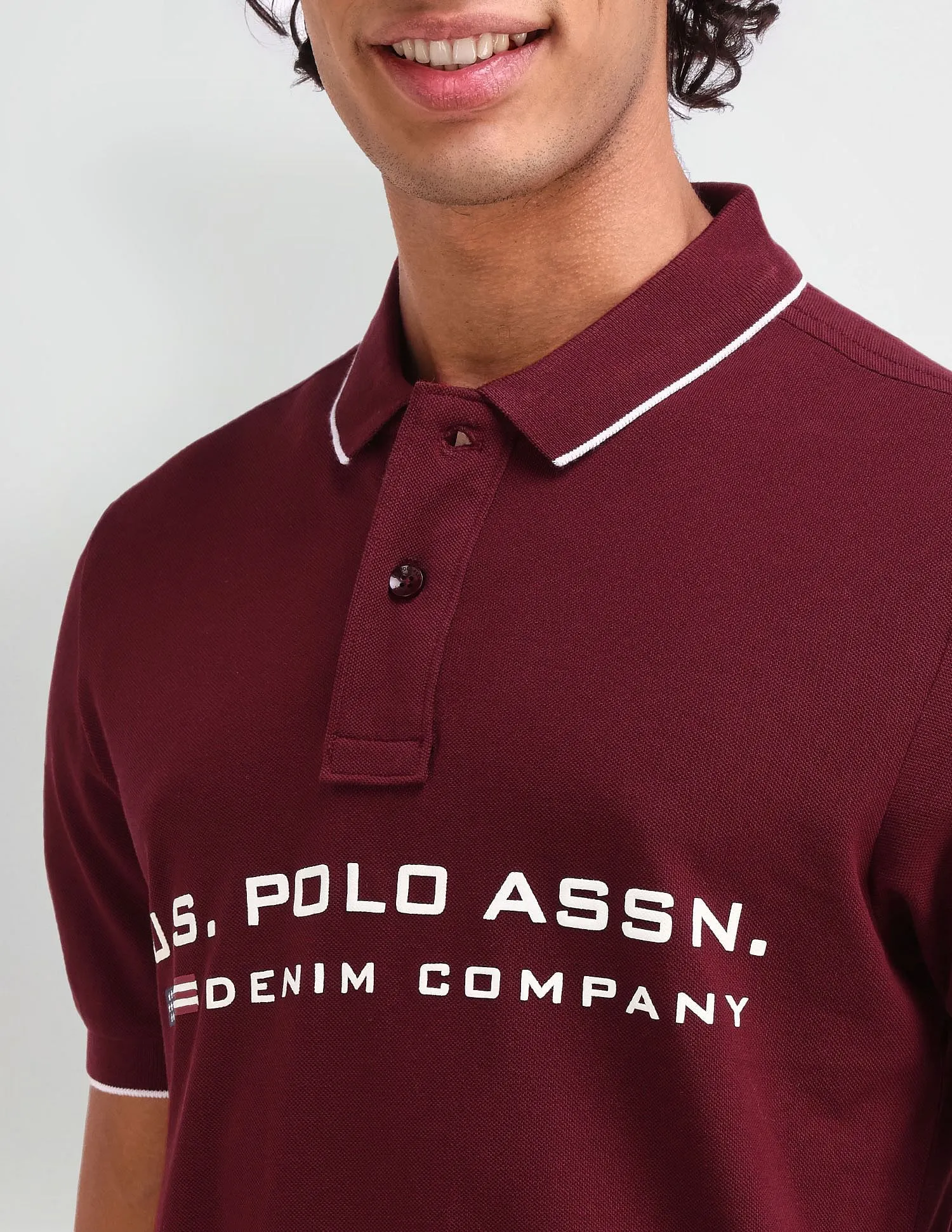 U.S. Polo Assn. Denim Co. Brand Printed Muscle Fit Polo Shirt