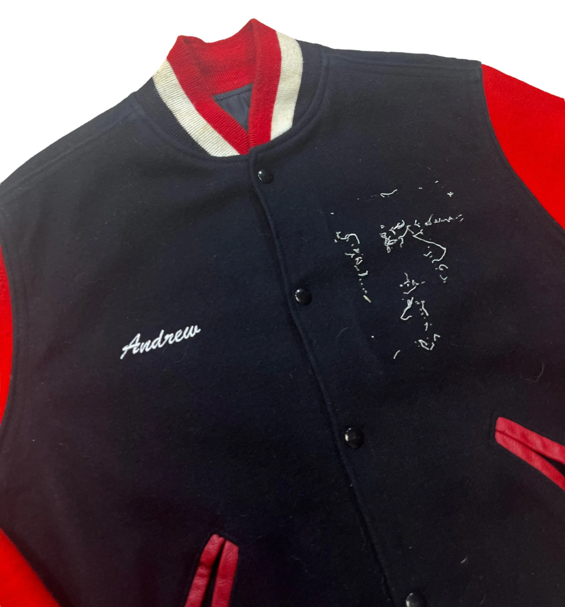 Vintage Andrew Black Red Varsity Jacket