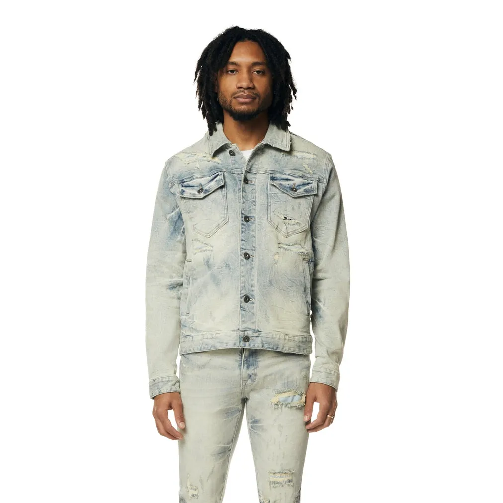 Wave Effect Jean Jacket - Leo Blue