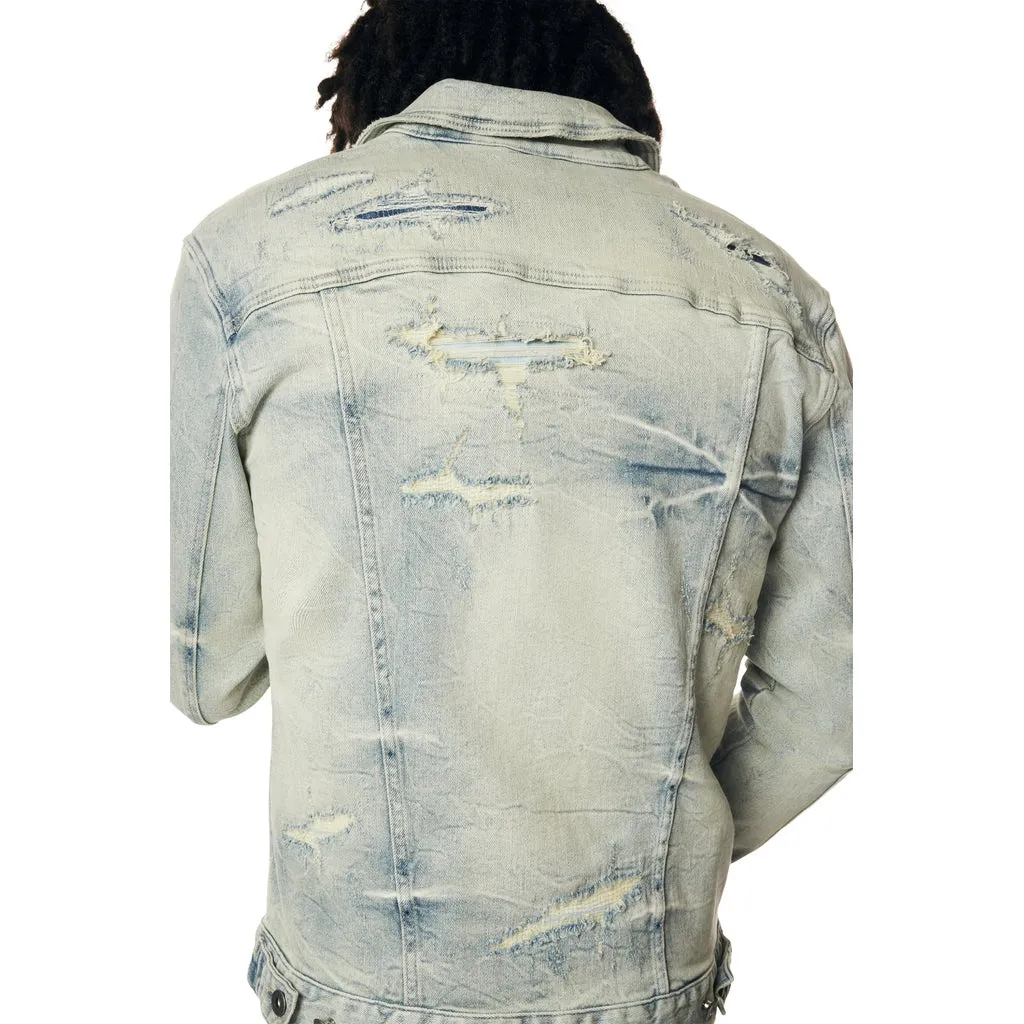 Wave Effect Jean Jacket - Leo Blue