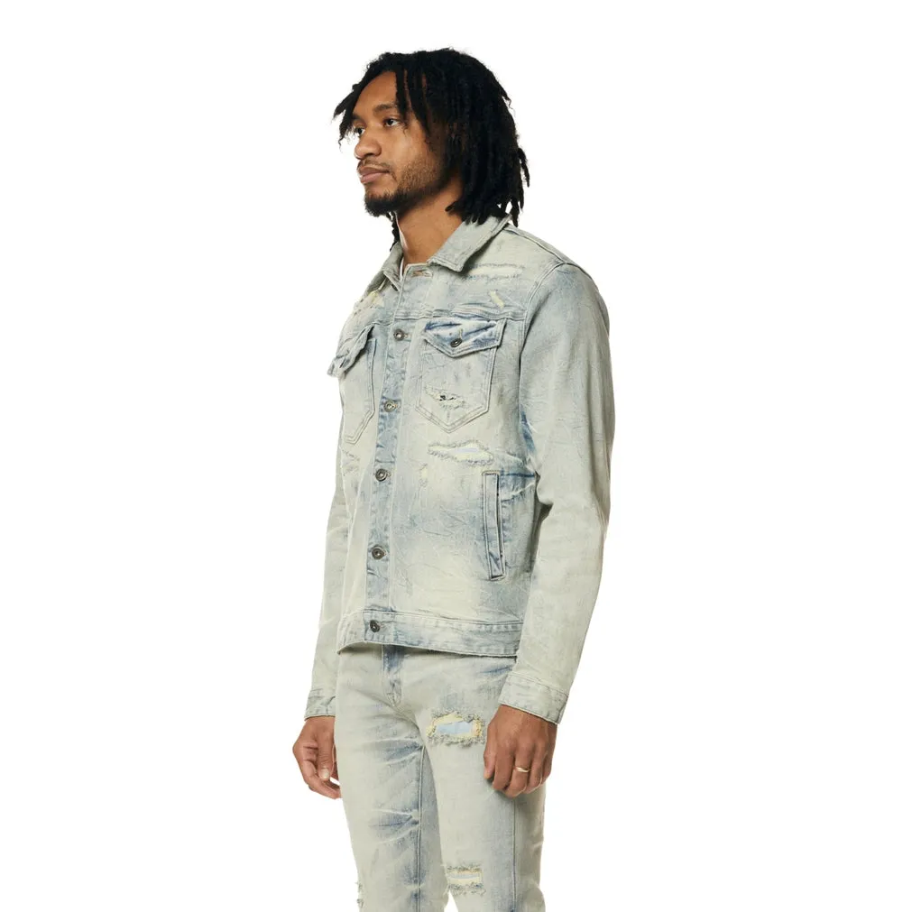 Wave Effect Jean Jacket - Leo Blue