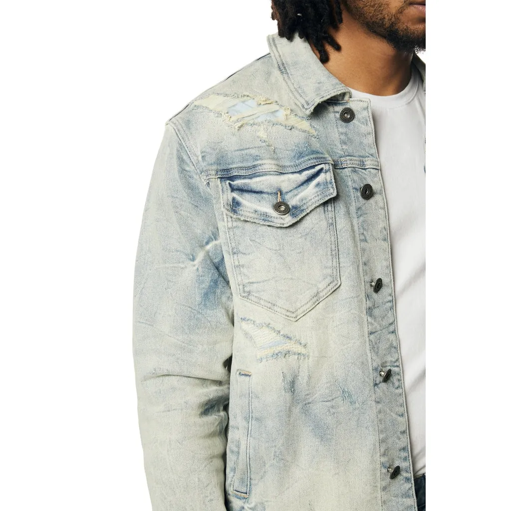 Wave Effect Jean Jacket - Leo Blue