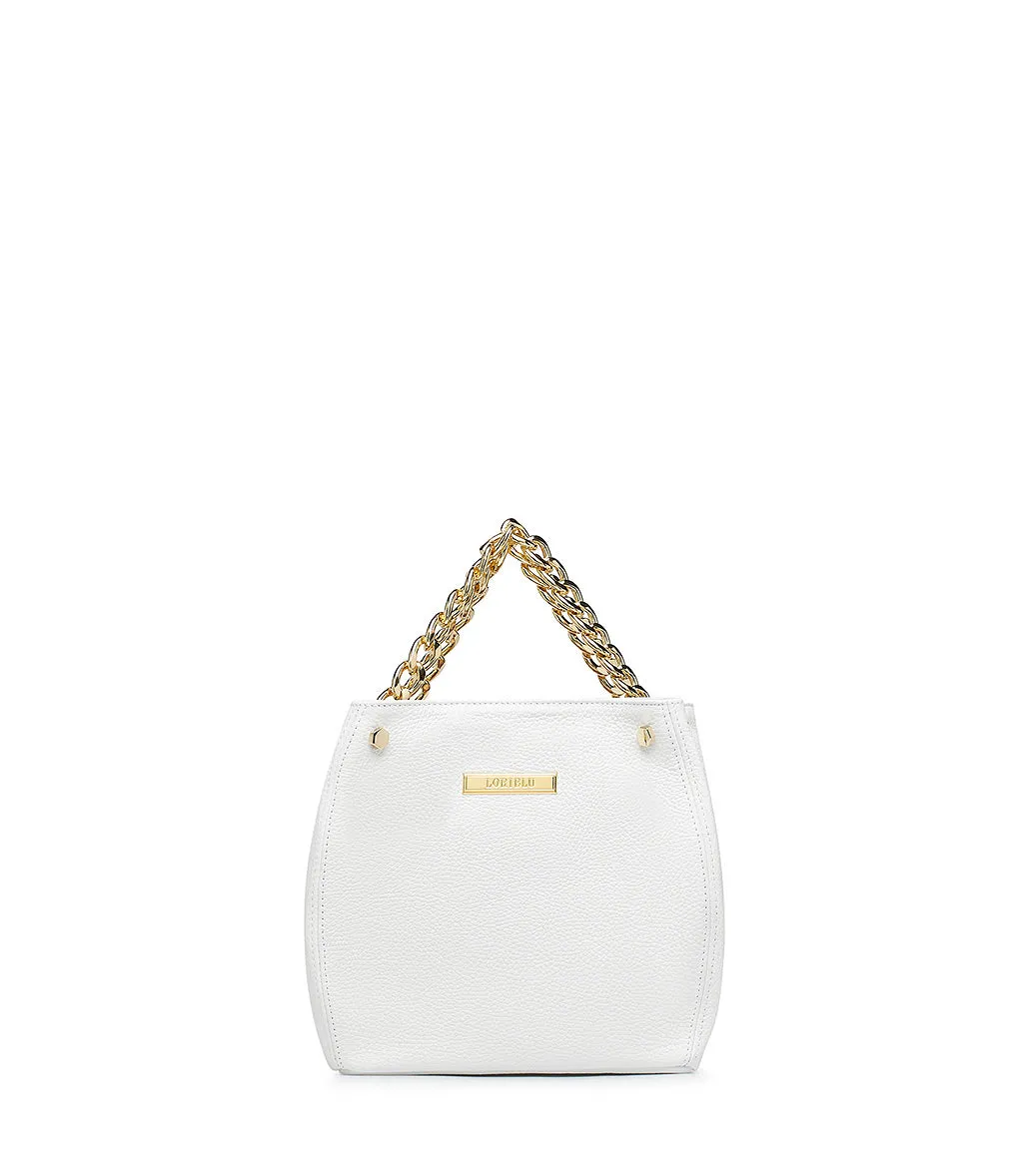 White leather bucket bag