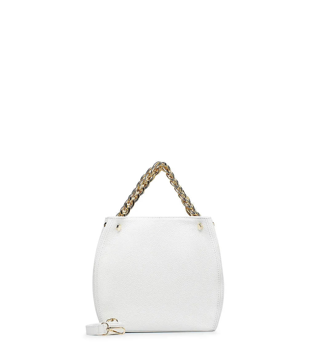 White leather bucket bag