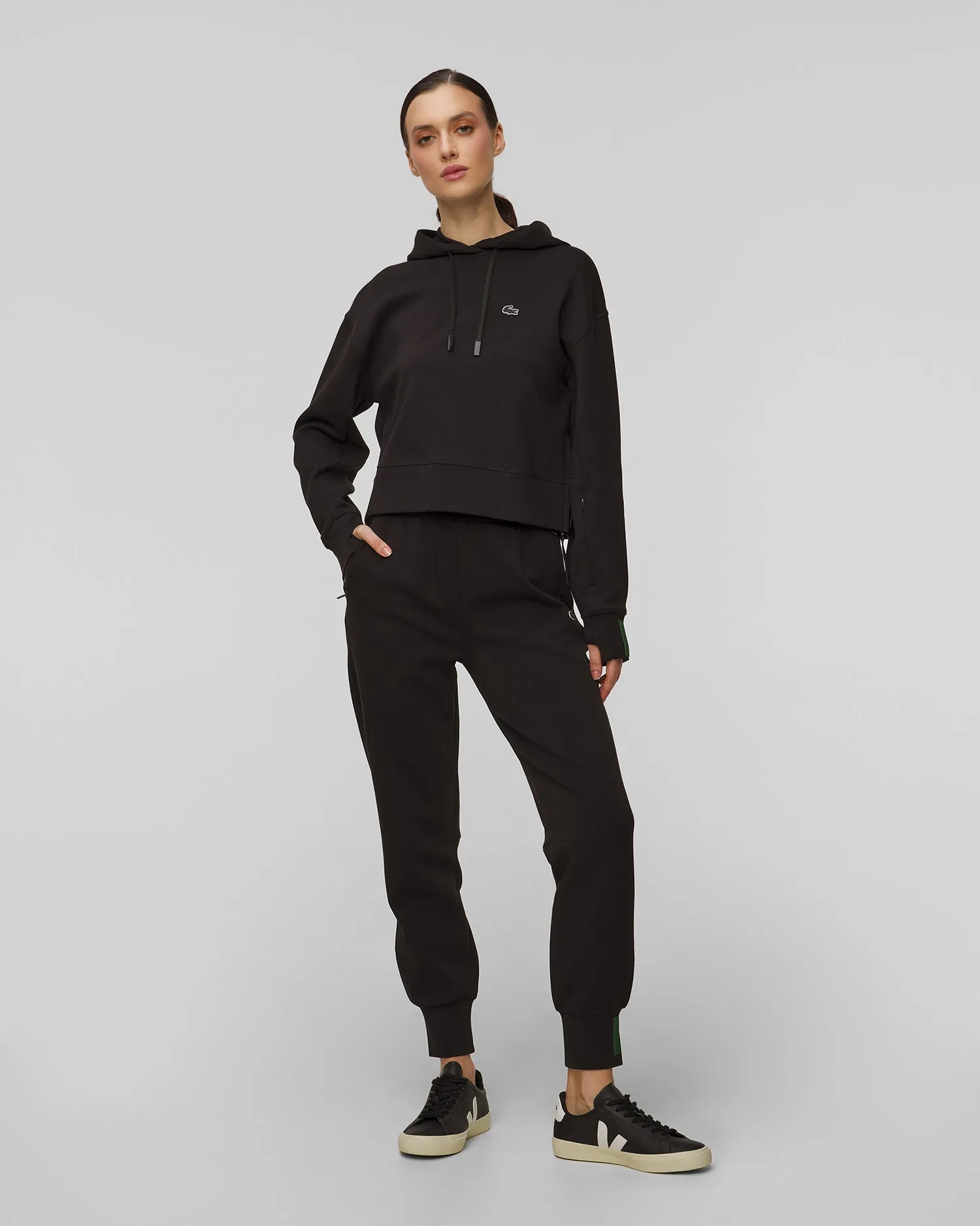 Women's black short hoodie Lacoste SF0281 sf0281-31