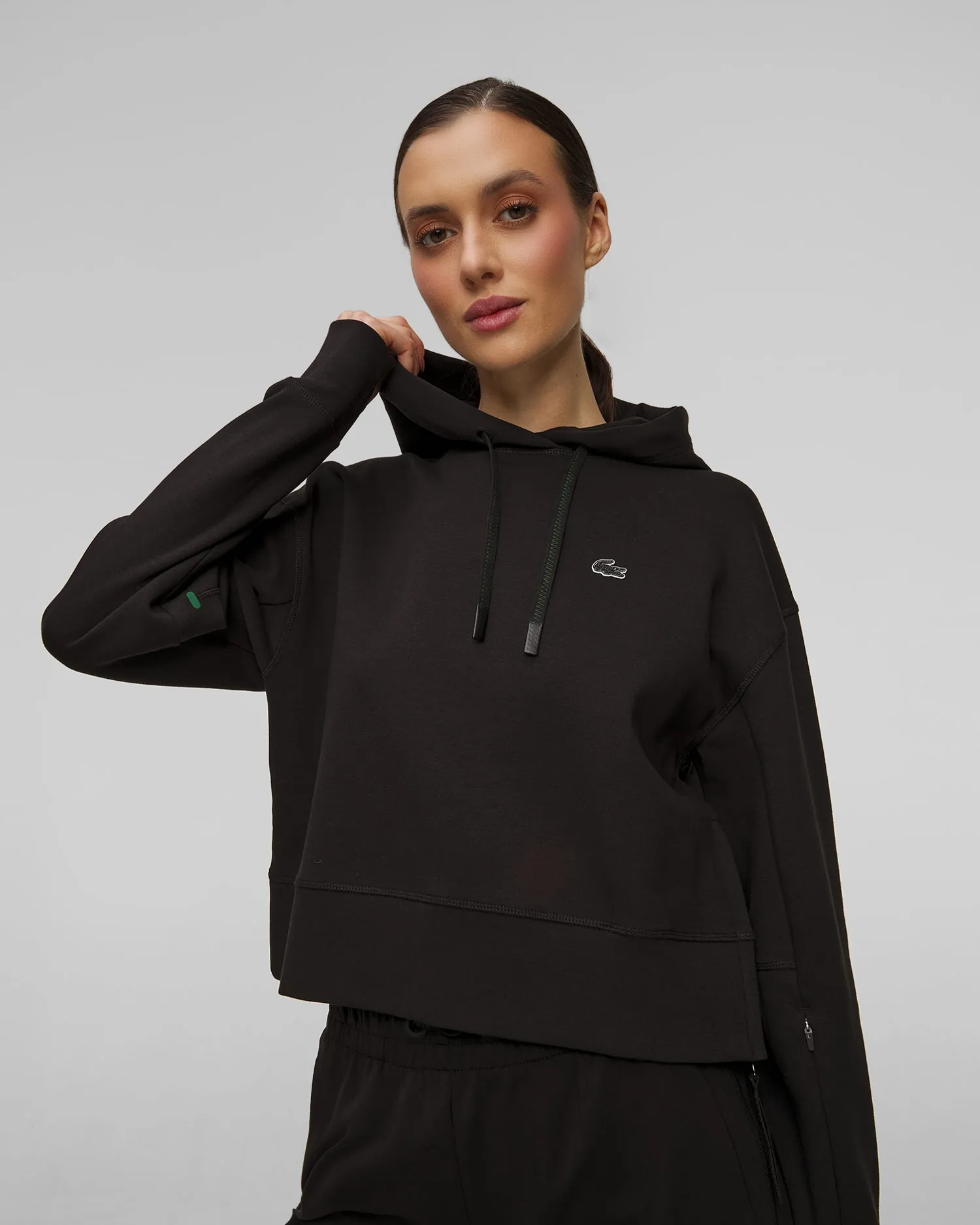 Women's black short hoodie Lacoste SF0281 sf0281-31