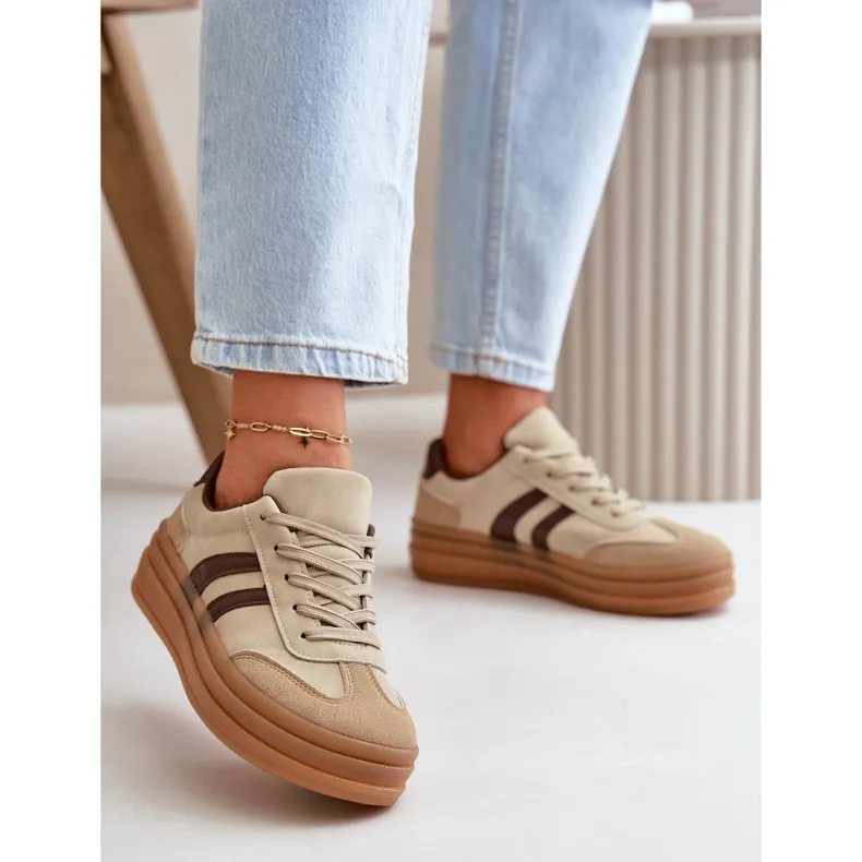 Women's Sneakers On The Platform Brown Nesonice