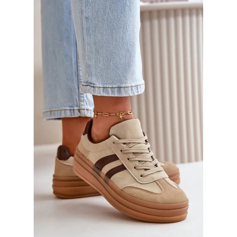 Women's Sneakers On The Platform Brown Nesonice