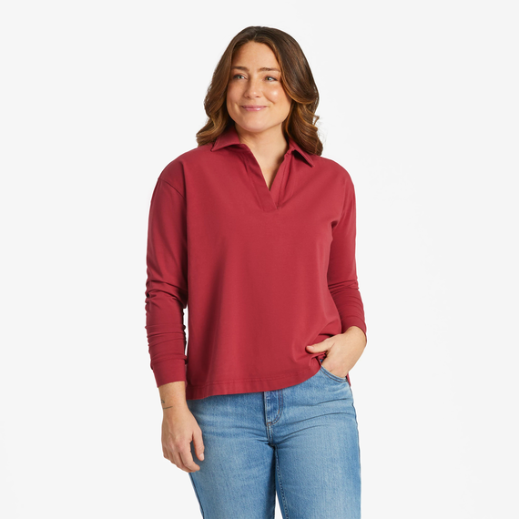 Women's Solid Crusher-FLEX Collared Pullover