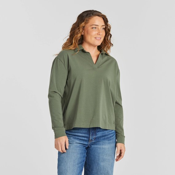 Women's Solid Crusher-FLEX Collared Pullover